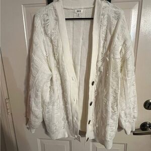 GUC BKE Women's White Cardigan Sweater